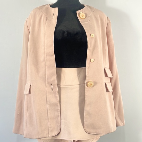 Kasper Pink Blazer, Shoulder pads, Oversized,Lapel-less, No Lapel Blazer,Size 10 - Picture 2 of 10